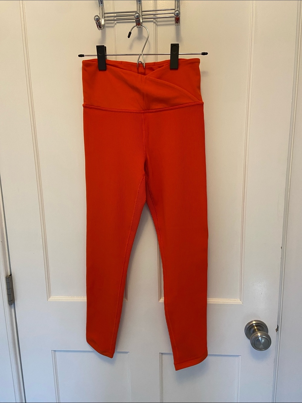 Athleta Bright Coral Ribbed Leggings